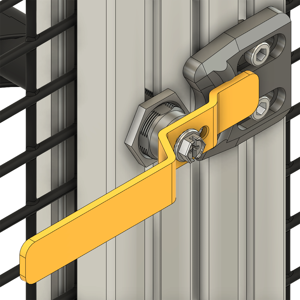 50-100-0 MODULAR SOLUTIONS HANDLE PART<br>EGRESS SAFETY HANDLE WITH INTEGRATED CAM LATCH (-5 OFFSET)